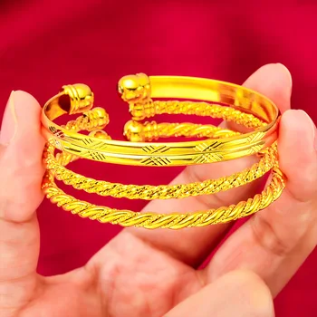 Dlhotrvajúce Farby Hrubé Zlaté Á Openwork Vintage Náramok Žien Strane Reťazca Odkaz Originálne Módne Šperky